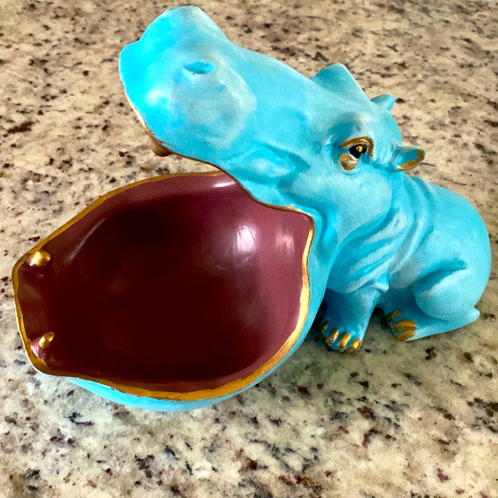 Hippo Statue-Unique Hippo Candy Bowl large Storage Box Resin Art Decoration